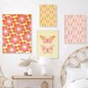 Pink and Orange Posters Dormitory Wall Art Painting Flowers Bright 70s Aesthetics Picture Nordic Living Room Home Decoration