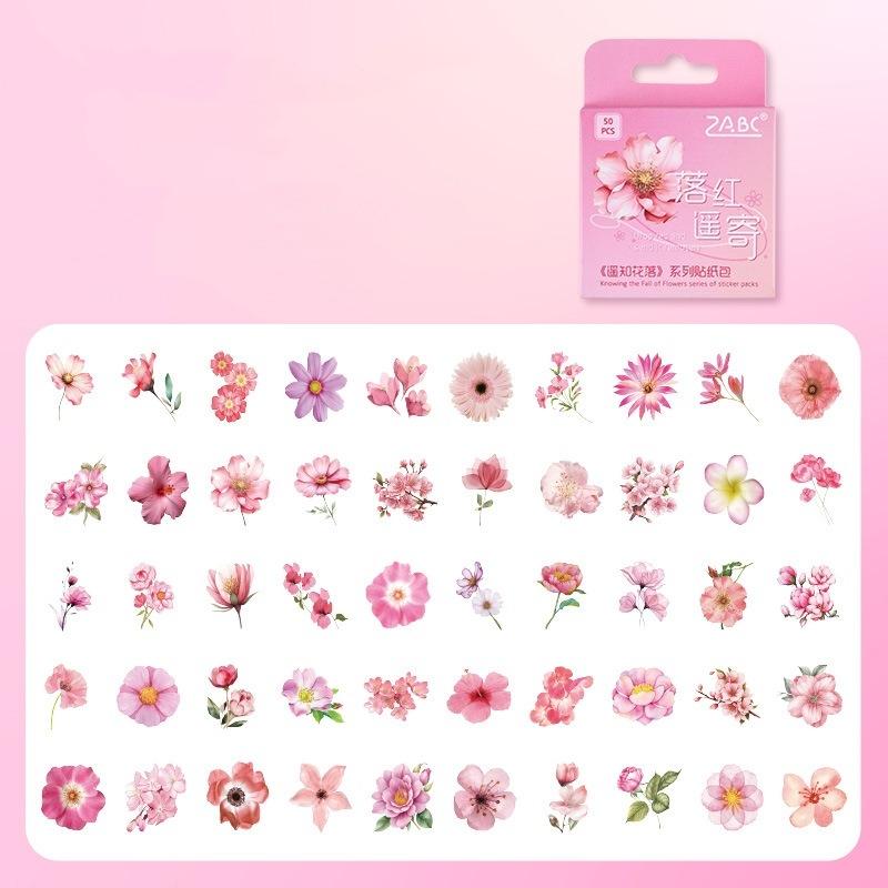 50pcs Flower Fall PET Stickers Set Green Plant Series Decoration Note Sticker Home Diary Book DIY Art