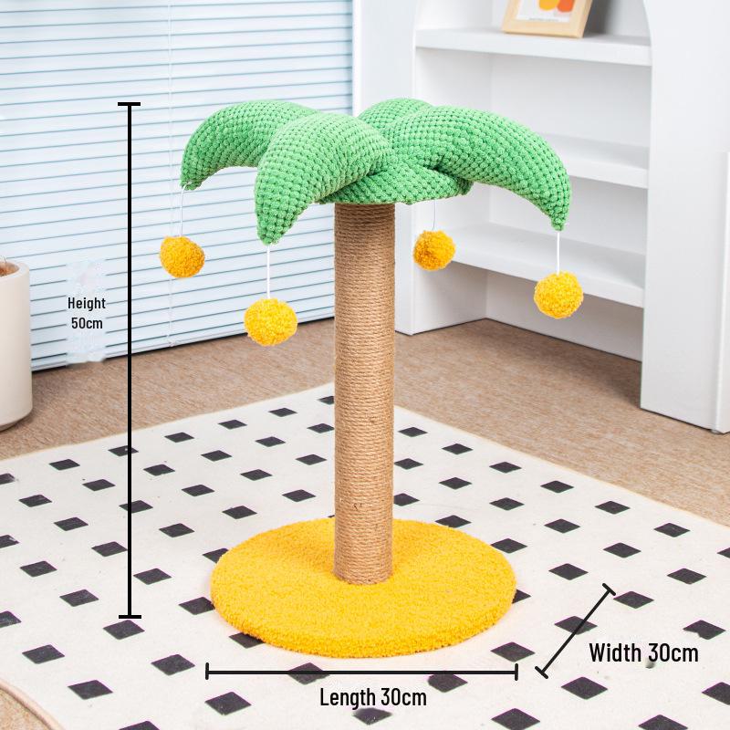 Coconut Tree Cat Climbing Frame & Sisal Scratching Post - No Mess, Space-Saving Cat Toy