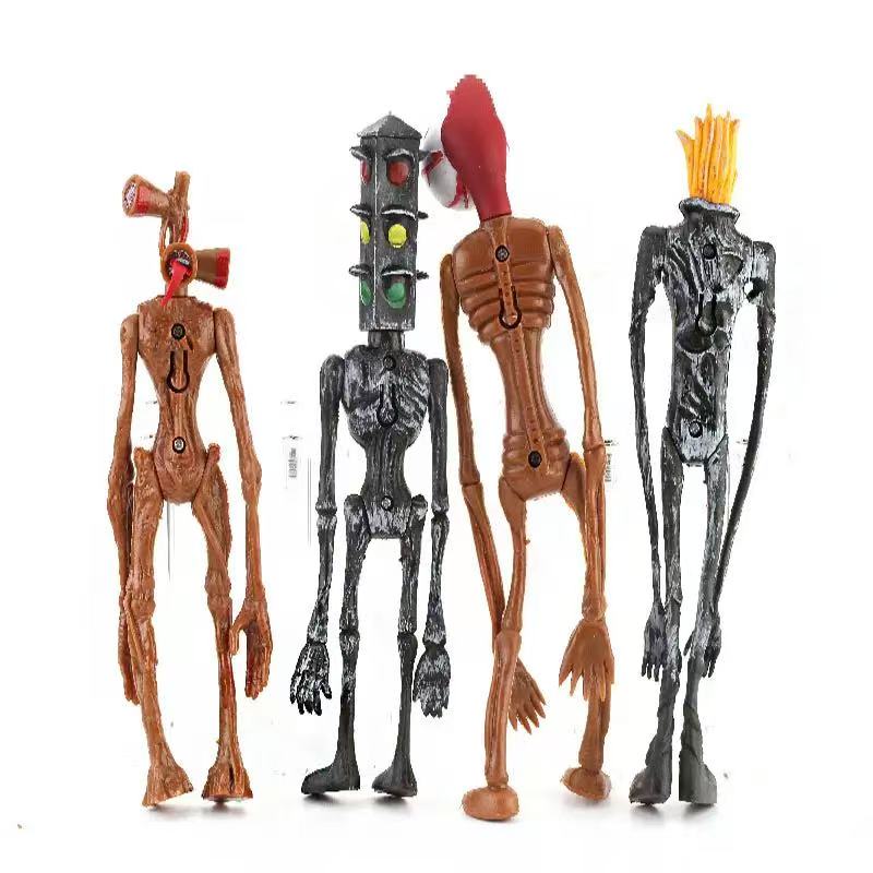 4Pcs Cartoon Anime Siren Head Action Figure Model Creative PVC Horror Sculpture With Light Glow For Children Collection Toy Gift