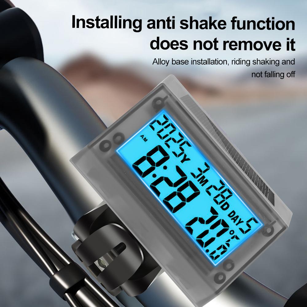 Solarenergie Motorraduhr Lenker Temperaturanzeige Elektronisches Thermometer Autouhr Datum Uhrzeit Hintergrundbeleuchtung Anzeige Wasserdicht Motorradzubehör