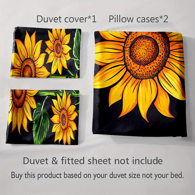 Bright sunflower motif. Bedding Duvet cover sets Duvet covers Pillowcases gifts (1 * Duvet Cover 2 * Pillowcases, without duvet insert)