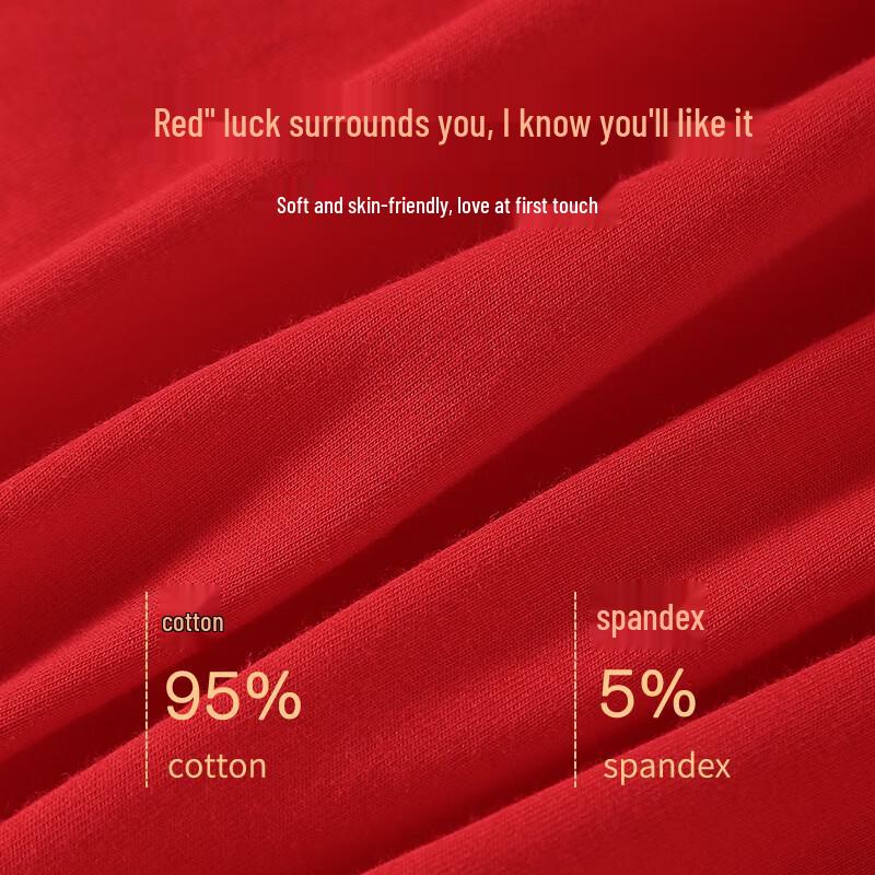 YOUNGYELL Women's Red High-Waist Cotton Antibacterial Underwear 3-Pack