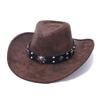 Autumn and winter leather western cowboy hat couple men and women jazz hat knight hat big edge top hat