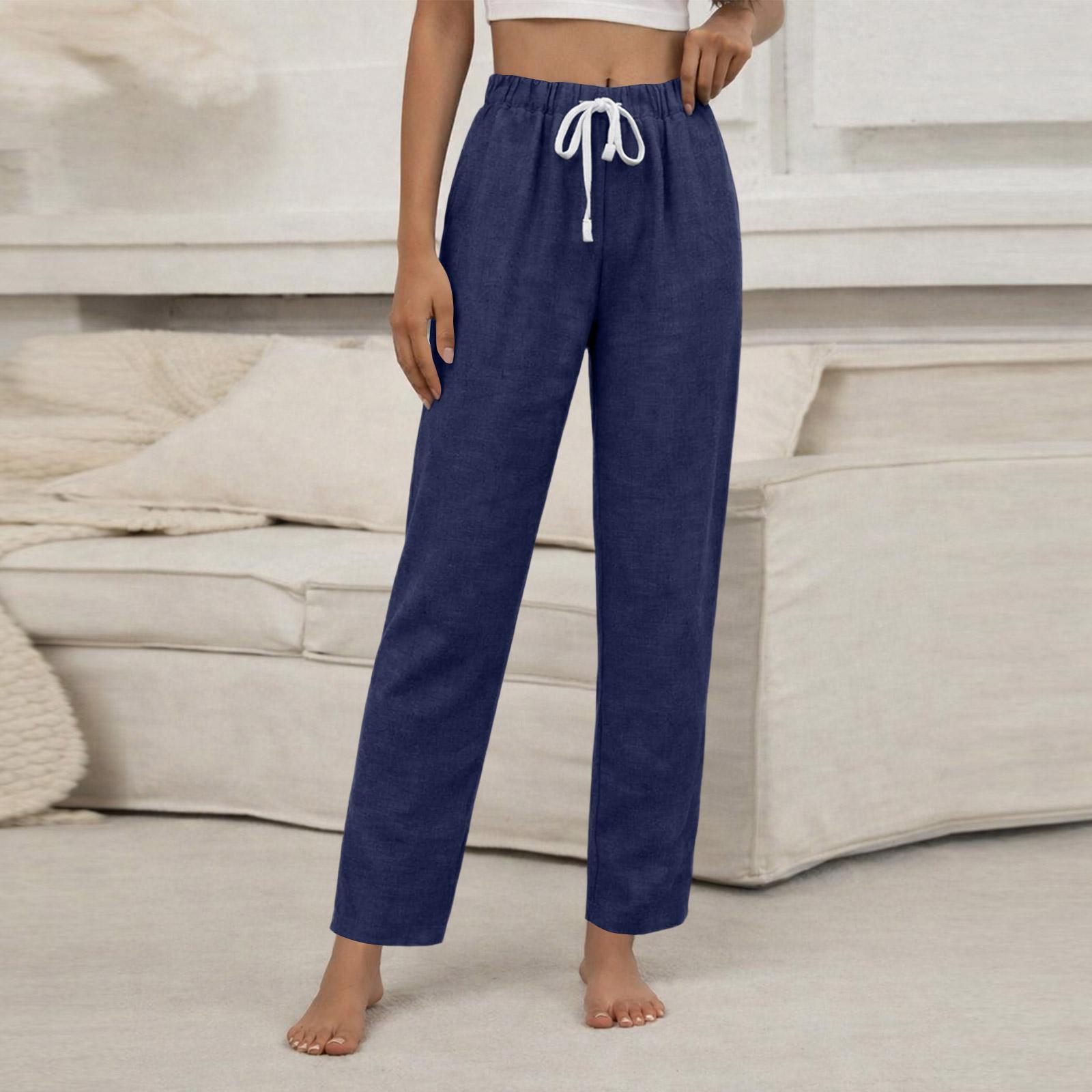 

Women s Loose Casual Drawstring Pants XXL тёмно-синий