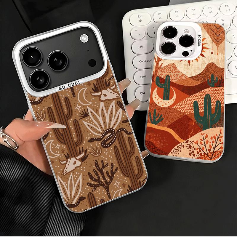 Cactus Pattern Shockproof Phone Case for iPhone 17 Air 16 16E 15 Pro Max 14 Plus 13 Mini 12 Back Cover Anti Fall Fundas
