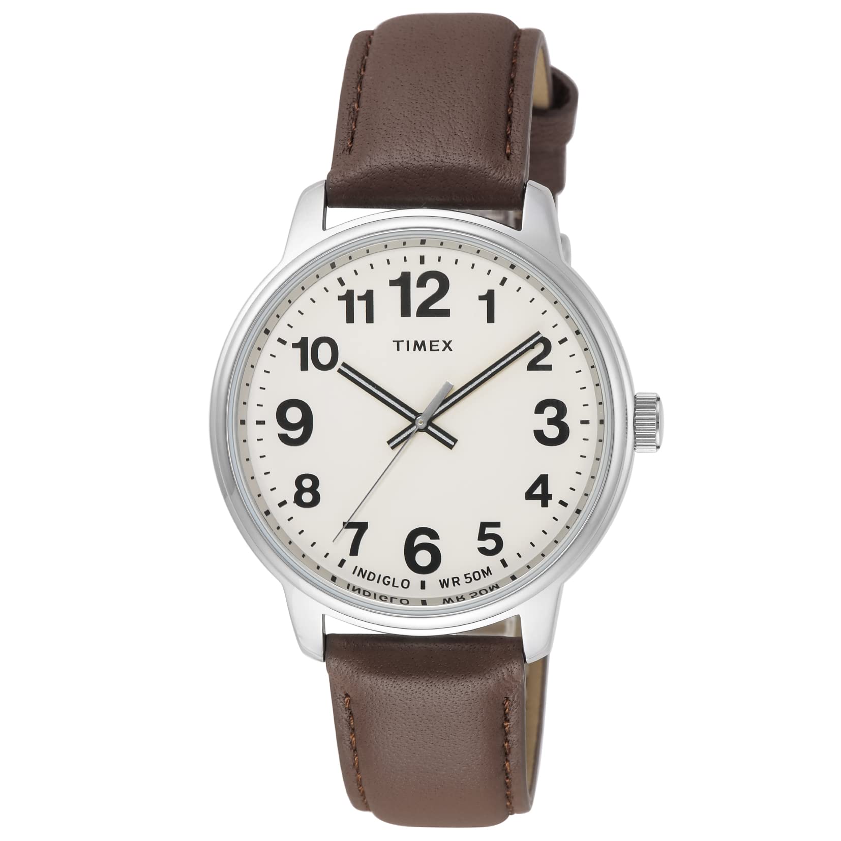 TIMEX Easy Reader Men s Watch TW2V21300 43mm Cream Dial Brass Quartz Movement Brown Mineral Glass
