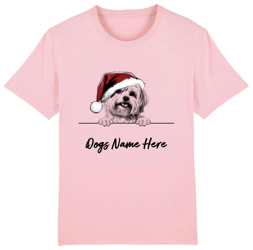 

MALTESE Personalised Christmas Dog T-Shirt Mens Womens Kids Dogs Name Gift Pets XL