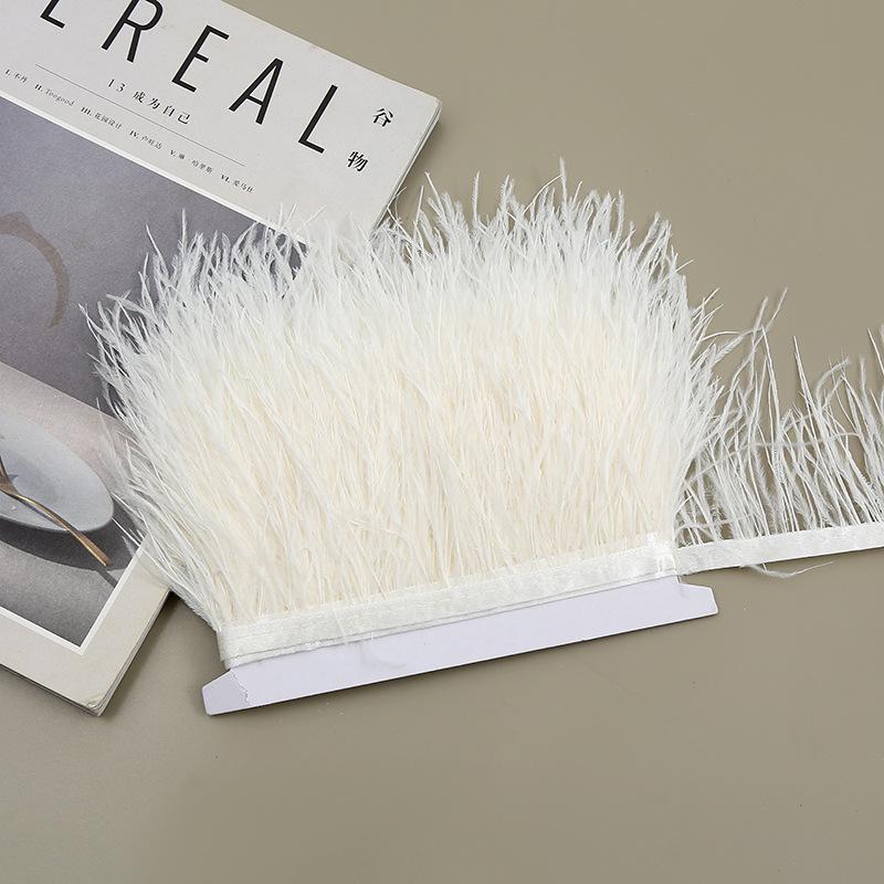 Color 8-10 Cm Ostrich Hair Cloth Edge Clothing Cuffs Hem Ostrich Feather Strips Cloth With Accessories Lace