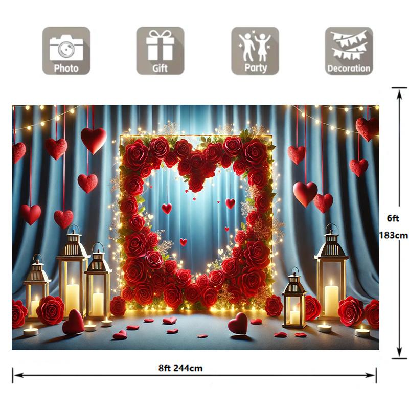 1 romantischer Rosen-Herz-Hintergrund, vielseitige Event- und Filmdekoration