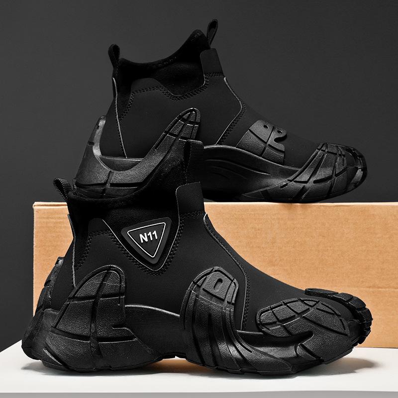 Men's shoes 2024 new autumn high-top non-slip waterproof construction site work men's sports labor insurance Martin cotton shoes with velvet