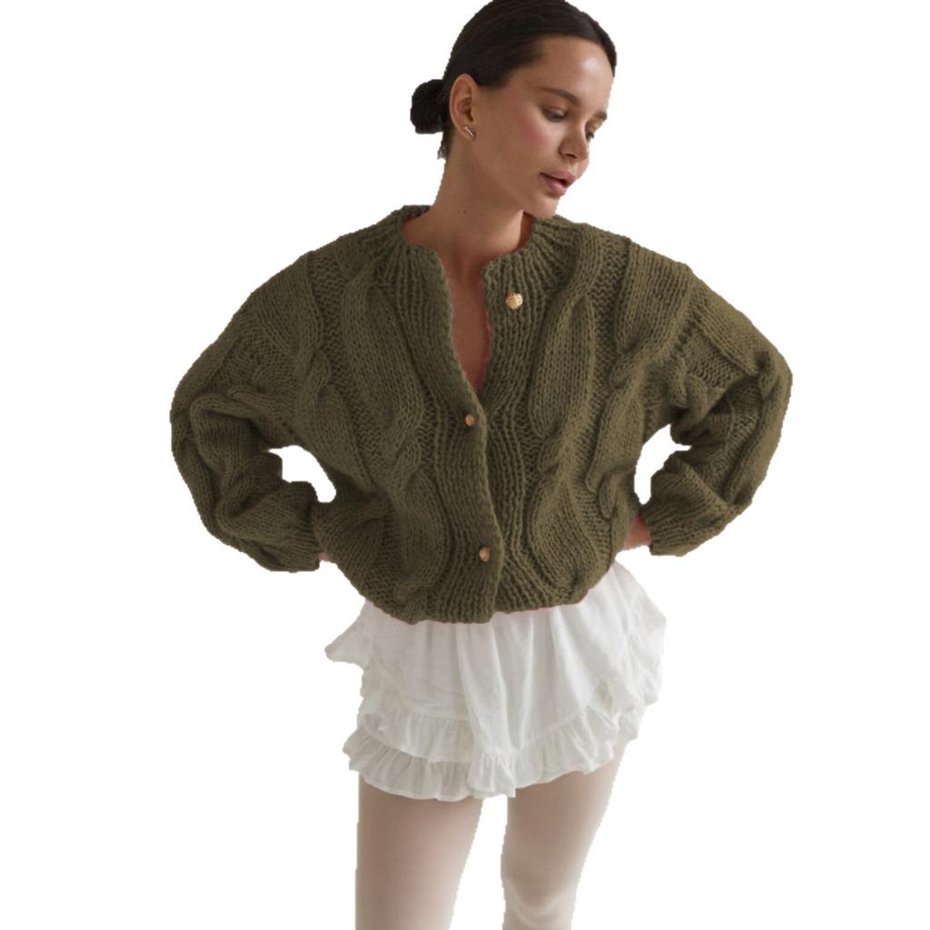 New Autumn and Winter Sweater, Women's Thick-knit Knit Cardigan, Short Loose Button Coat