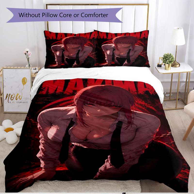 3pcs Duvet Cover Set (1*Duvet Cover + 2*Pillowcase, Without Core), Makima Chainsaw Man Print Soft All‑Season Bedding Set, Home Bedroom Decor Gift