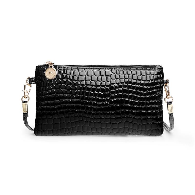 Crocodile Pattern Small Square Bag Women's Japanese and Korean Coin Bag Holding One shoulder Crossbody Bag Patent Leather Key Mobile Coin Wallet