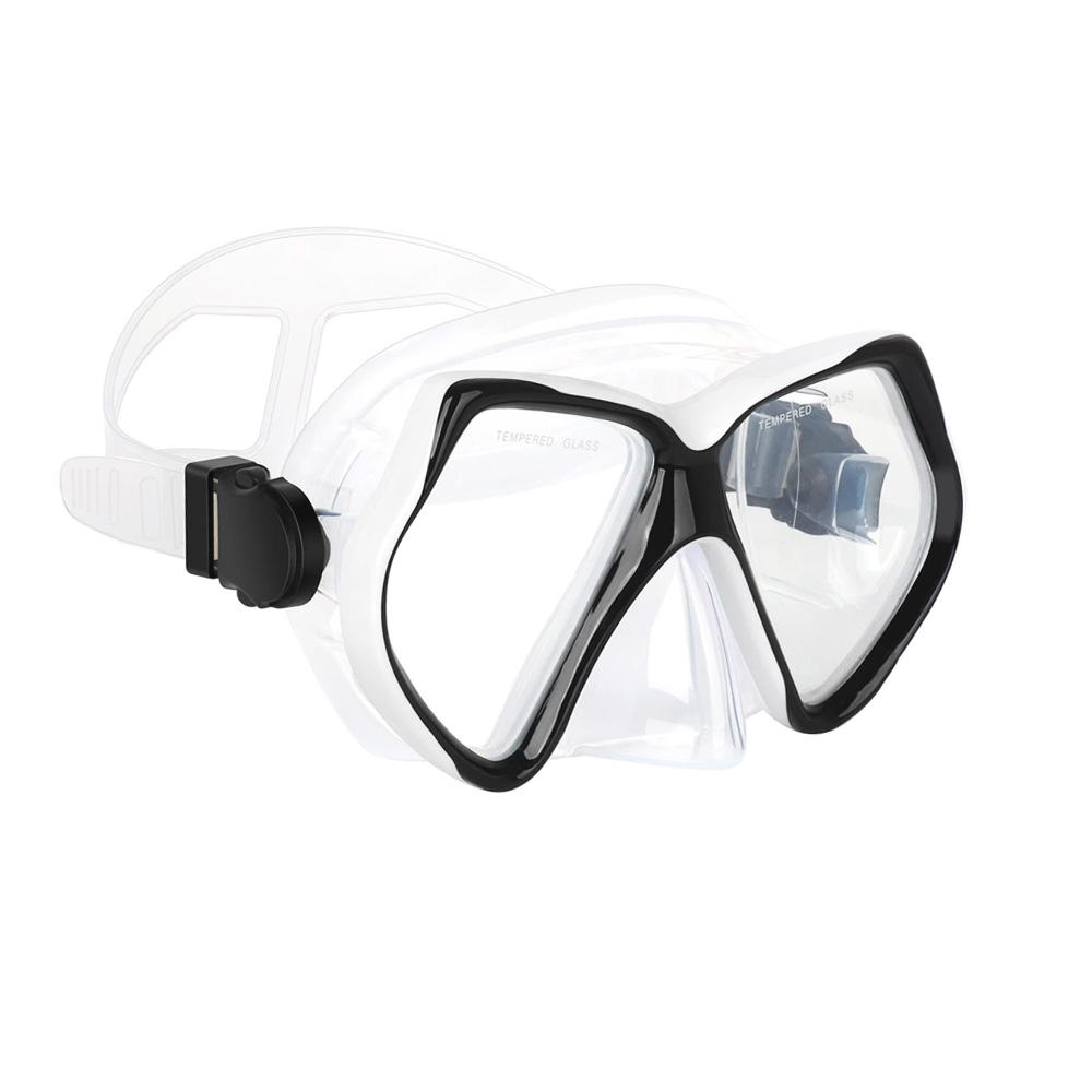 Snorkel Mask Swimming Goggles Diving Training Skirt Tube Silicone Temp Glass Lens Anti-Leak Anti-Fog Wide View Adjustable Strap