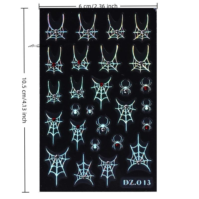 1/4Pcs Halloween Cute Spider Nail Stickers Slide Decals Manicure Decoration Nail Supplies for Creative Nail Design