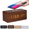 Wooden Digital Alarm Clock LED Alarm Clock With Temperature Desk Clocks For Office Bedside Clock Modern Wooden Wood Digital W3V0