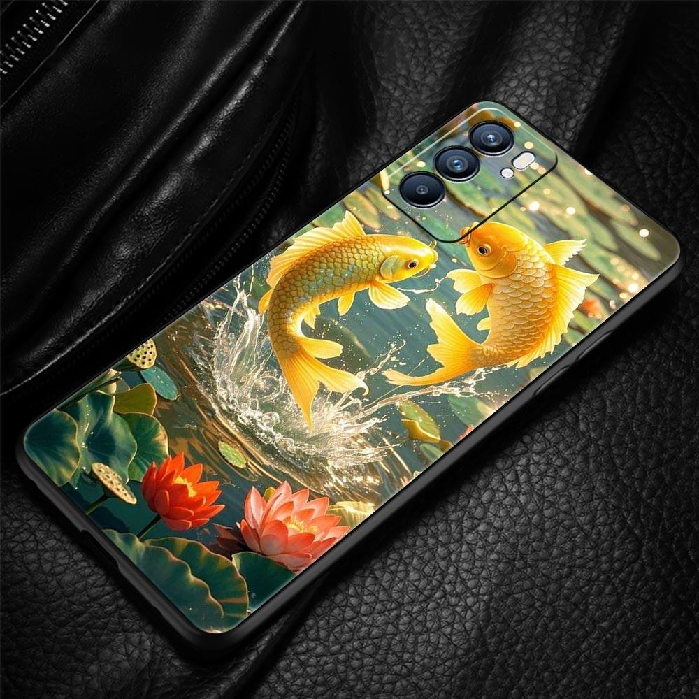 Goldfish Swimming Phone Case For Oppo A17 A31 A54 A57 A78 A79 A98 Find X5 X6 Reno 6 7 8 10 11 12 13 F Pro 5G Soft TPU Cover Bags