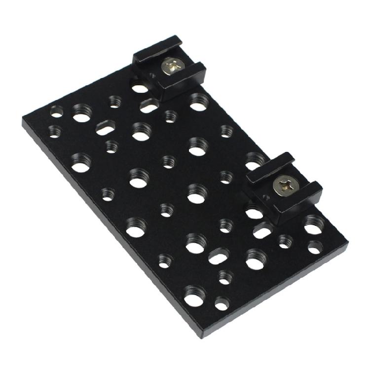 1/4 in and 3/8 in Mount Hole Camera Plate with Two Cold Shoe Holders, Metal Expansion Mount for Camera Support Arms and Extra Video Gear