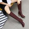 Fashion 2025 Plus Size 34-43 Square Toe Women Boots Hight Heels Knee-High Boots Ladies Shoes Simple Winter Boats Black Yellow Green Red