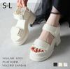 Platform Sandals for Ankle Strap Velcro Sports Sports M [Vivian] 9.5cm Women, Sandals, Sandals, V57017SM, Ivory, (23.0-23.5)