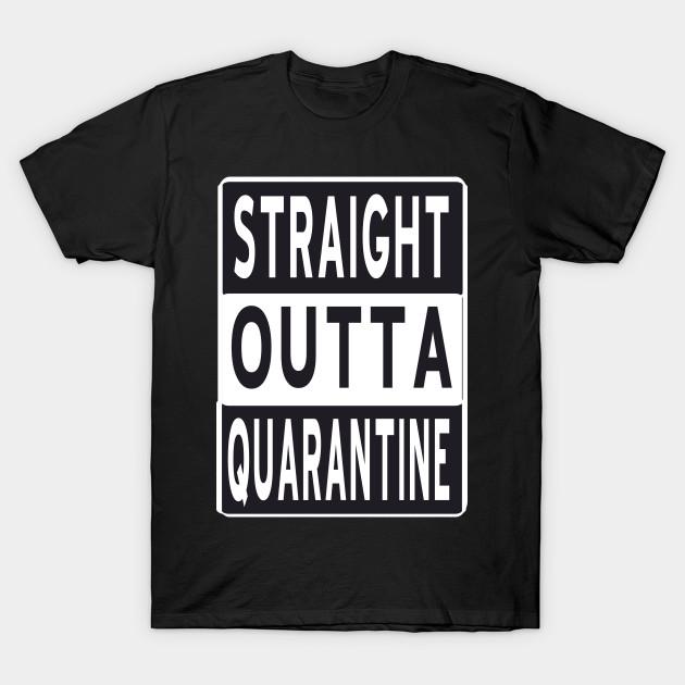 

Men Black Print T-shirt Straight Outta Quarintine No-Cut Transfer Paper Print Cotton Tshirt 4XL чёрный