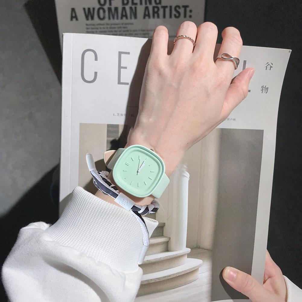 Creative Fashionable Macaron Color Square Watch Multicolored PU Watchband Quartz Watch Women Casual Watch