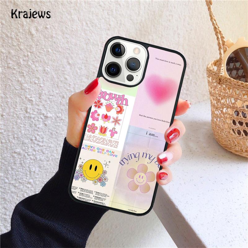 art pastel icons positive words Phone Case For iPhone 17 Air 16 15 14 Max Plus 11 12 13 Pro Max Phone Cover Fundas