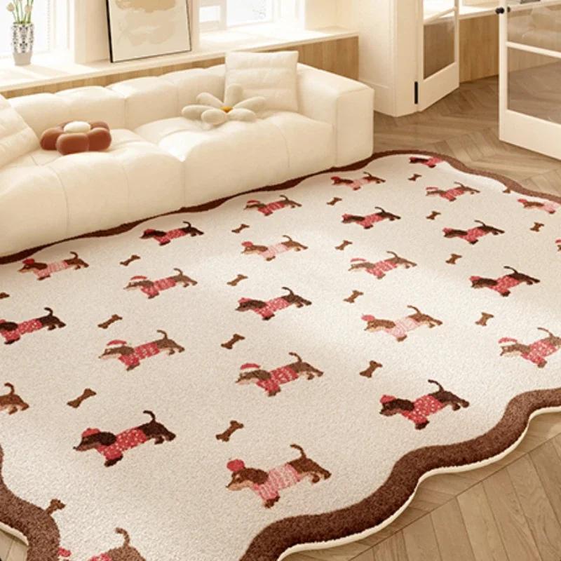 Dopamine Color Carpets for Living Room Girly Style Bedroom Decor Rug Irregular Shaped Pink Plush Carpet Cute Fluffy Soft Mat