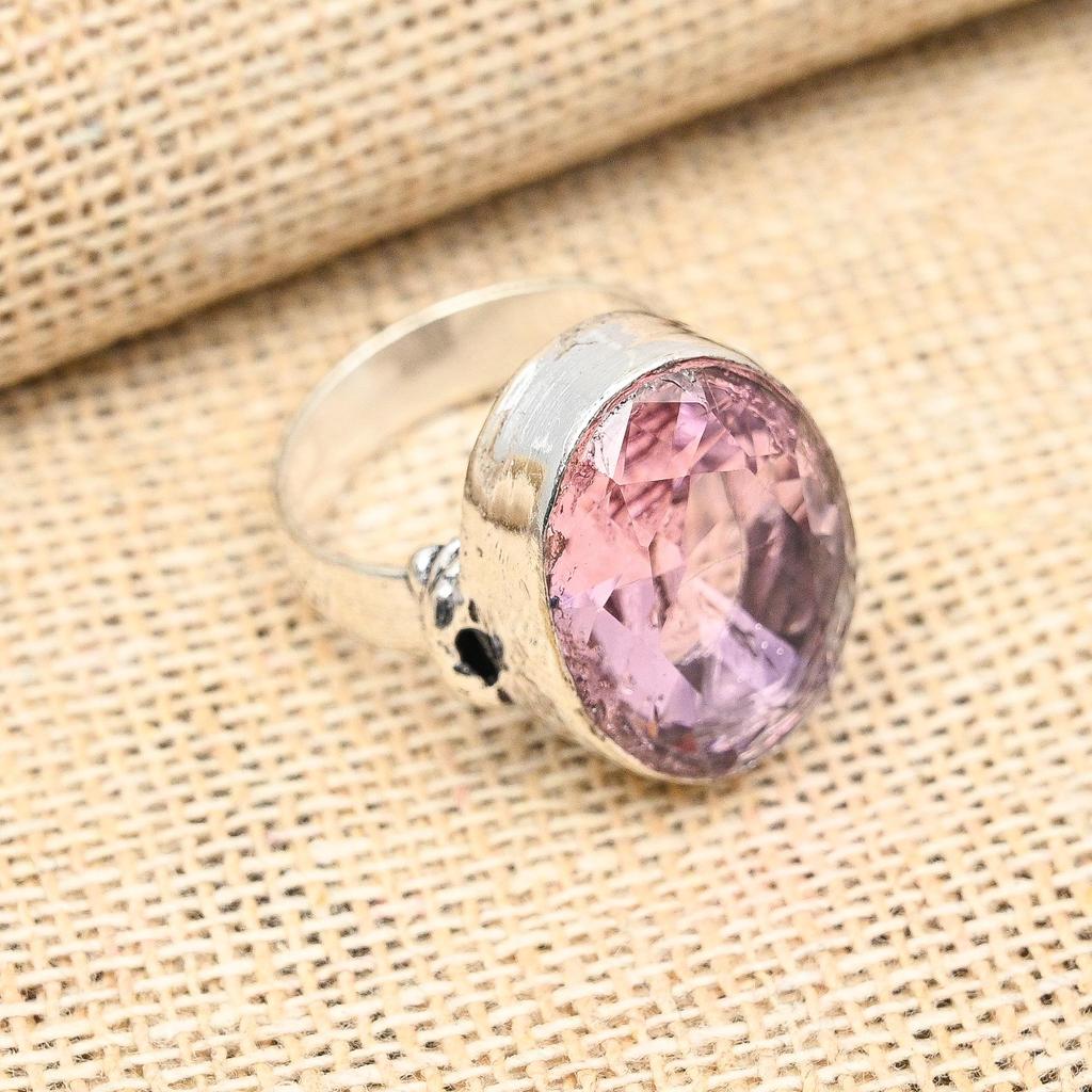 AAA+ Pink Kunzite Gemstone Håndlaget 925 Sterlingsølv smykkering for henne