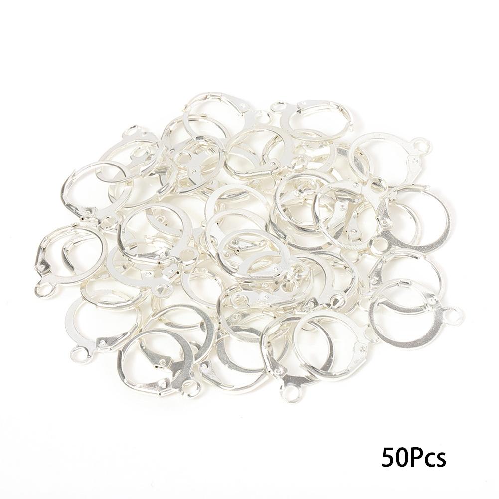 50Pcs Ear Hook Gold Silver Plated Iron Lever Back Earring Hooks For DIY Earring Jewelry Daily Making Supplies
