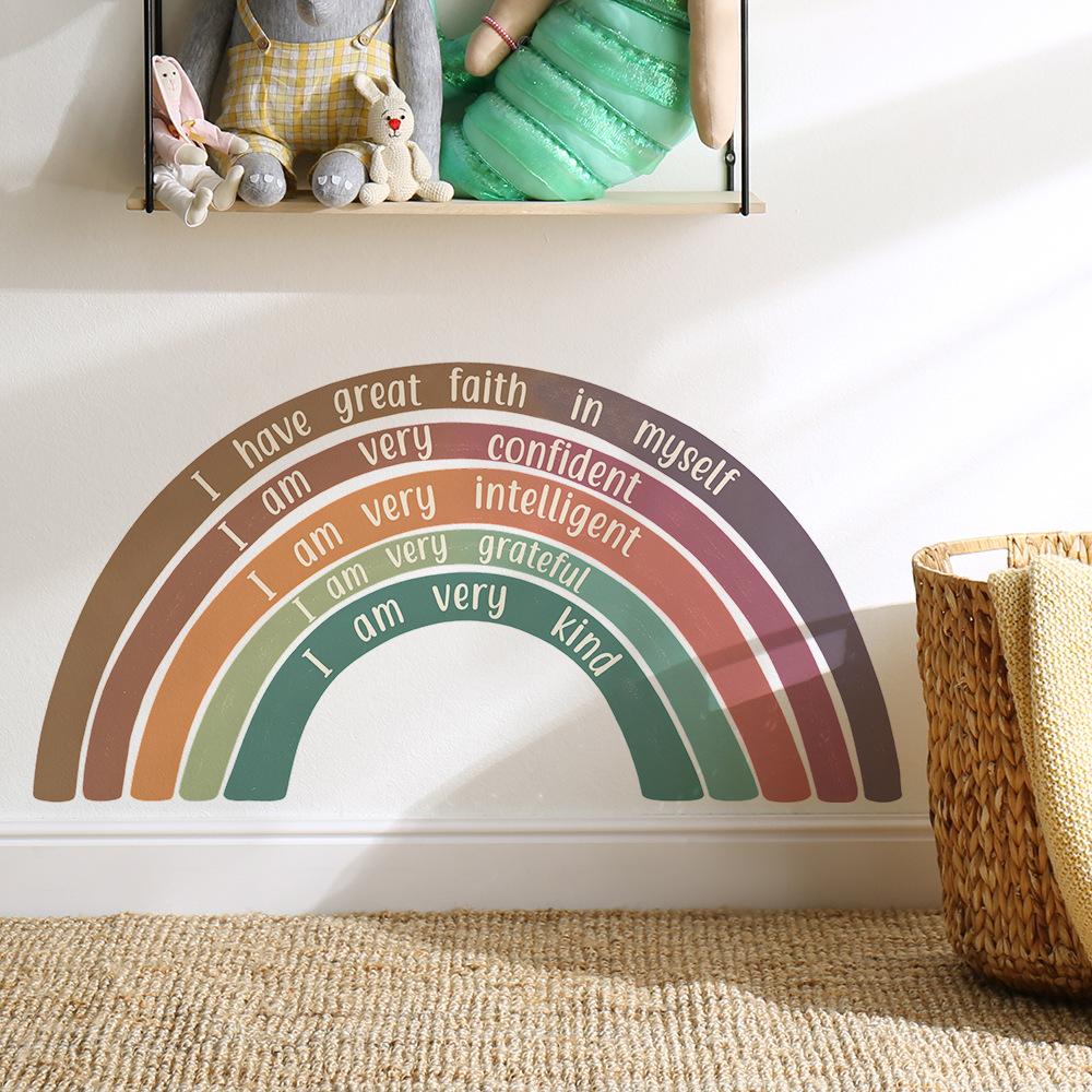 Inspirational English Slogans Rainbow Bedroom Living R Oom Entrance Hall Home Beautification Wall Stickers