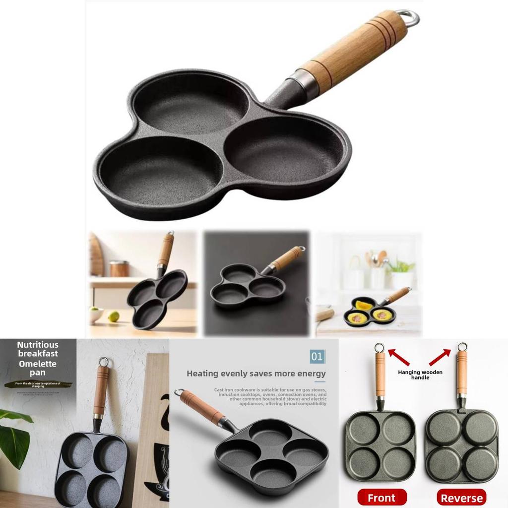 Cast Iron Hole Egg Pan Nonstick Breakfast Cooking Tool For Home Use