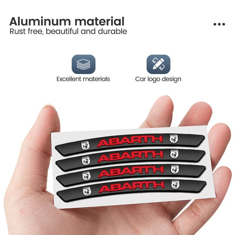 Aluminum Auto Racing Car Wheel Hub Sticker Rim Decal Badge For FIAT Abarth 500 Panda Bravo Punto Tipo Linea Ducato Accessories