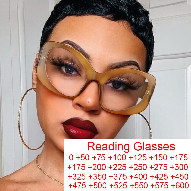 Clear Lens Prescription Glasses For Women Anti-Blue Light Reading Glasses Large Frame  Eyeglasses Oversized Cat Eye Glasses