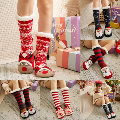 Christmas Women Cotton Socks Print Thicker Anti-slip Floor Socks Carpet Socks