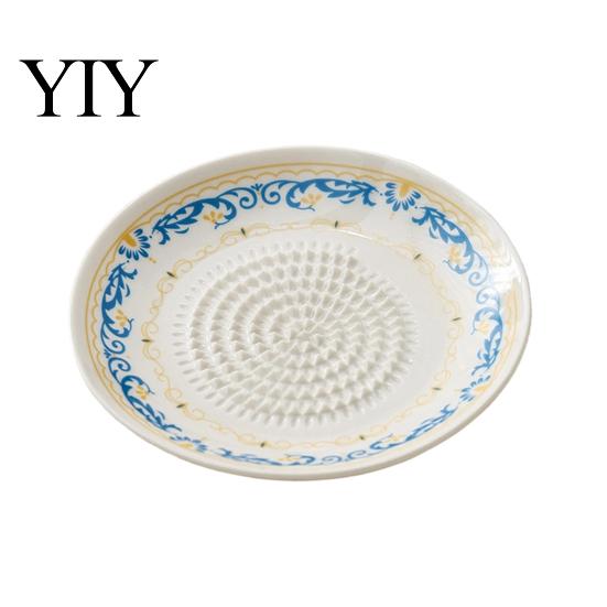 Multifunctional Garlic Dish Ceramic Grinder, Multi-Functional Grating Plate, Manual Ginger Grater Bowl Zester Bowl, All-in-One Prep Mixing Serving