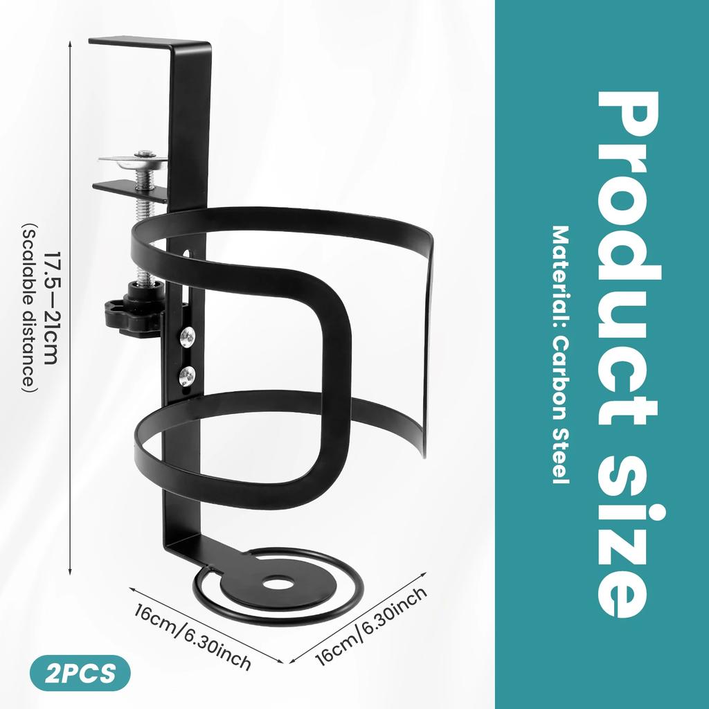 Large Desk Cup Holder Universal Adjustable Leak Proof Clip On Table Cup Holder Adjustable Coffee Mug Headphone Organizer