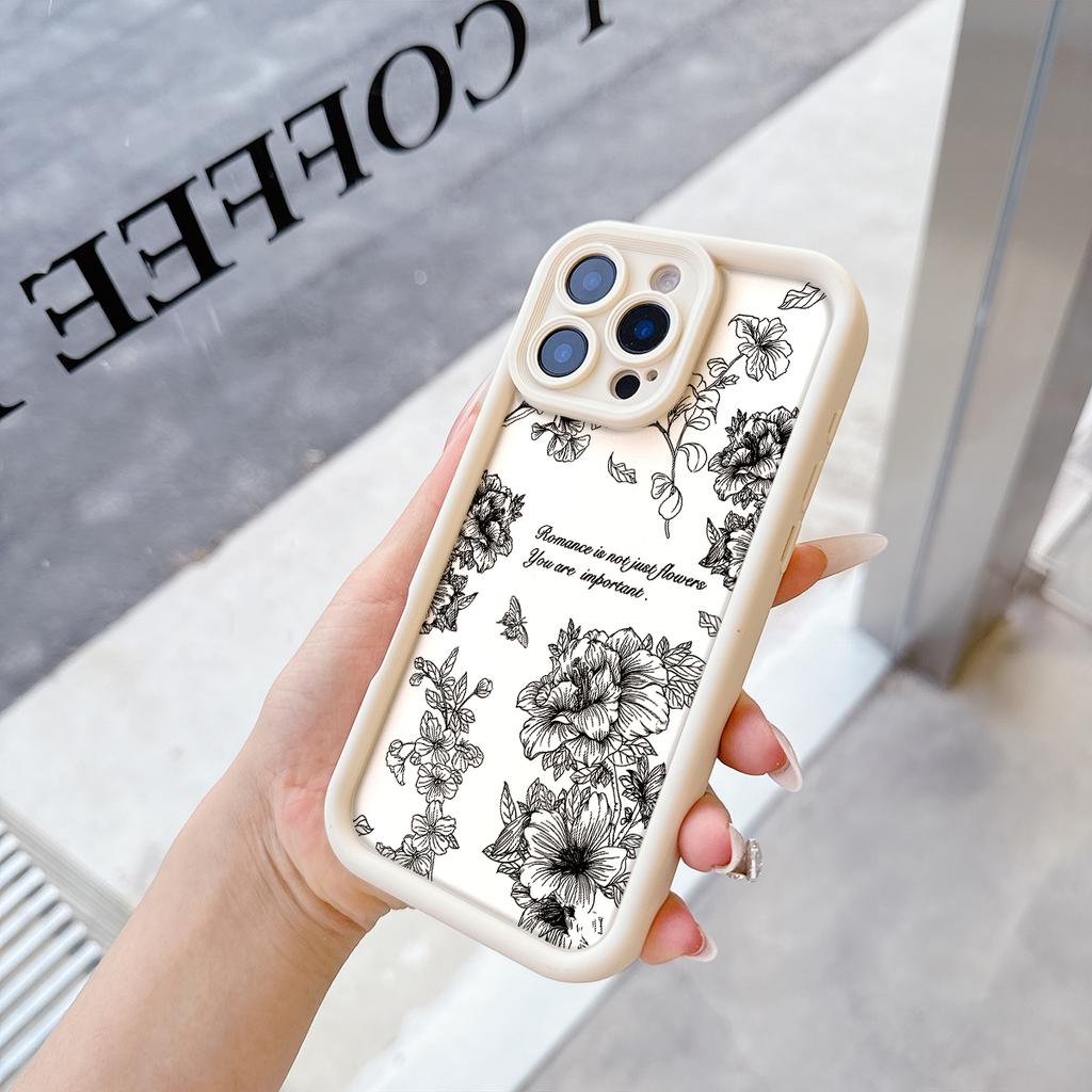 Line flower Pattern Soft TPU Phone Case for iPhone 17 Air 16 15 14 Pro Max Plus 13 12 Mini 8 7 X Xs Back Cover