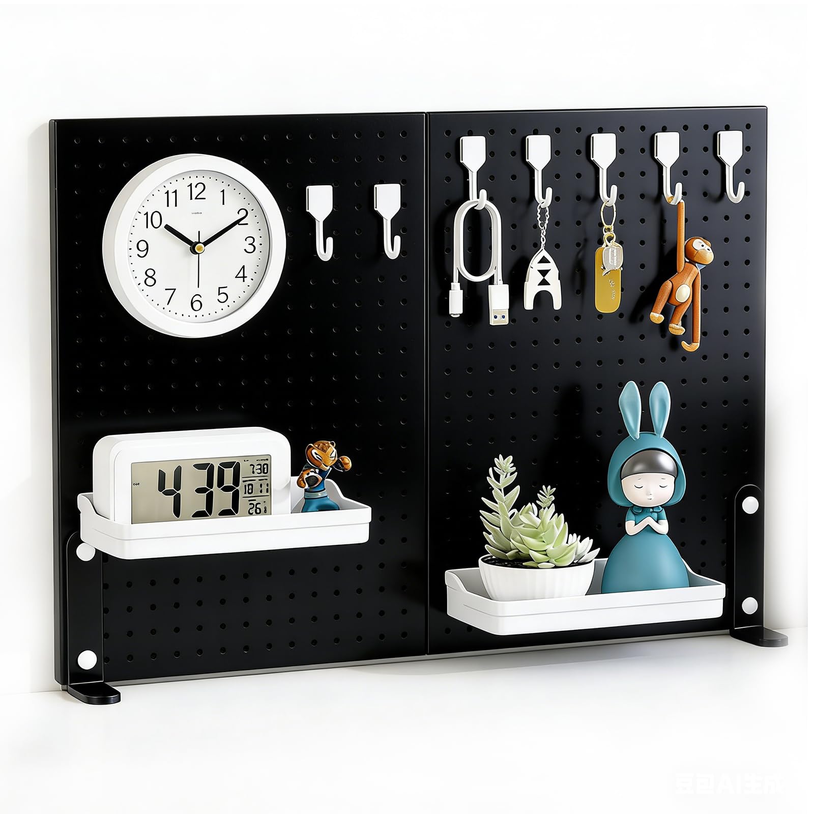 

Desktop Pegboard Desk Office Small Item Storage Easy Single Size 30 x 40 Small Item Storage Decorative Document Accessory Set [RALUCIO] 2-Piece Pack, чорний