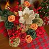 Christmas Artificial Flower Gift Box Realistic Fake Rose Flower Red Berry Bell Home Office Table Centerpiece Party Decoration