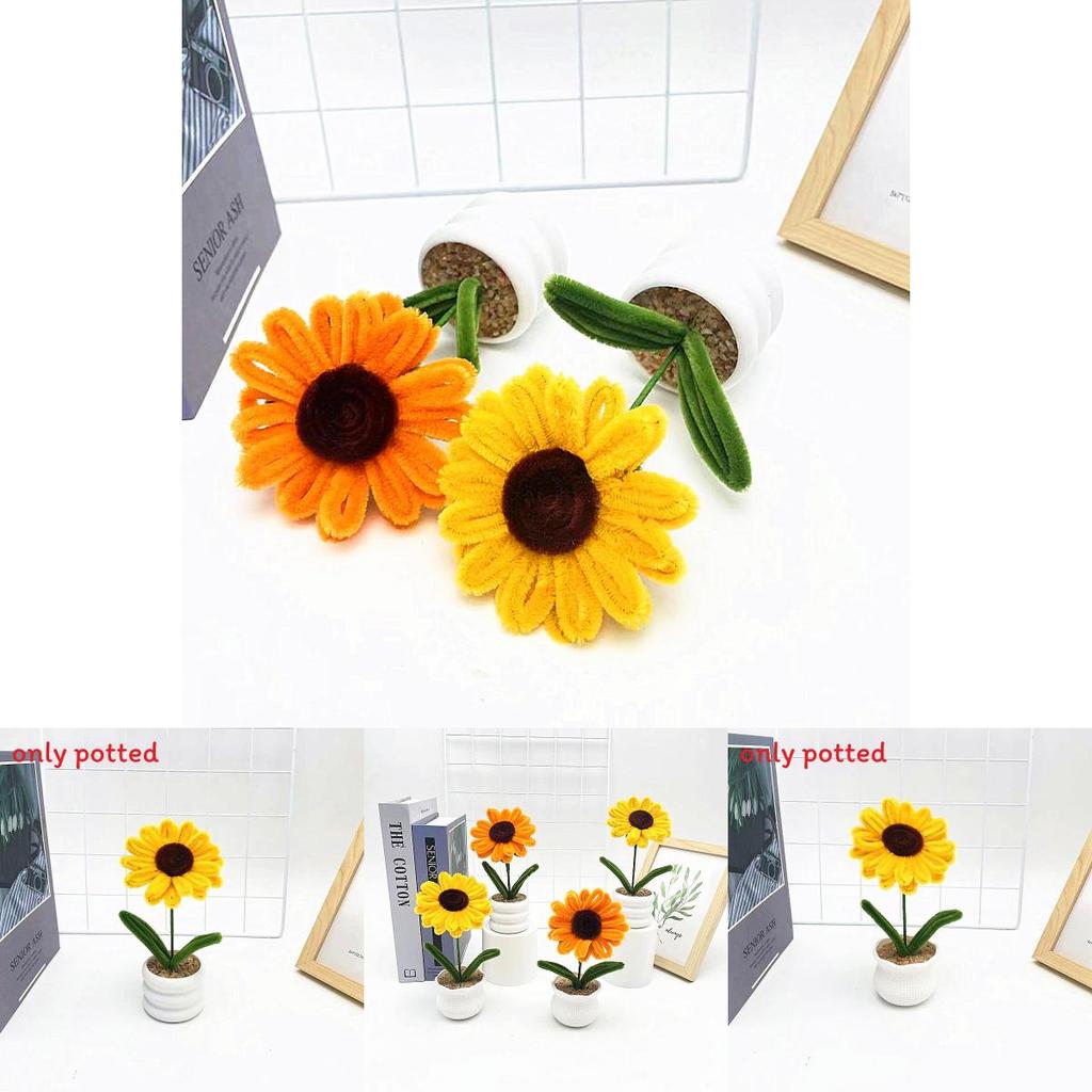 Plush Twisted Rod Sunflower Potted For Home And Outdoor Use