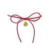 Adorable Christmas Plush Necklace with Red Velvet Bow and Jingle Bell Choker