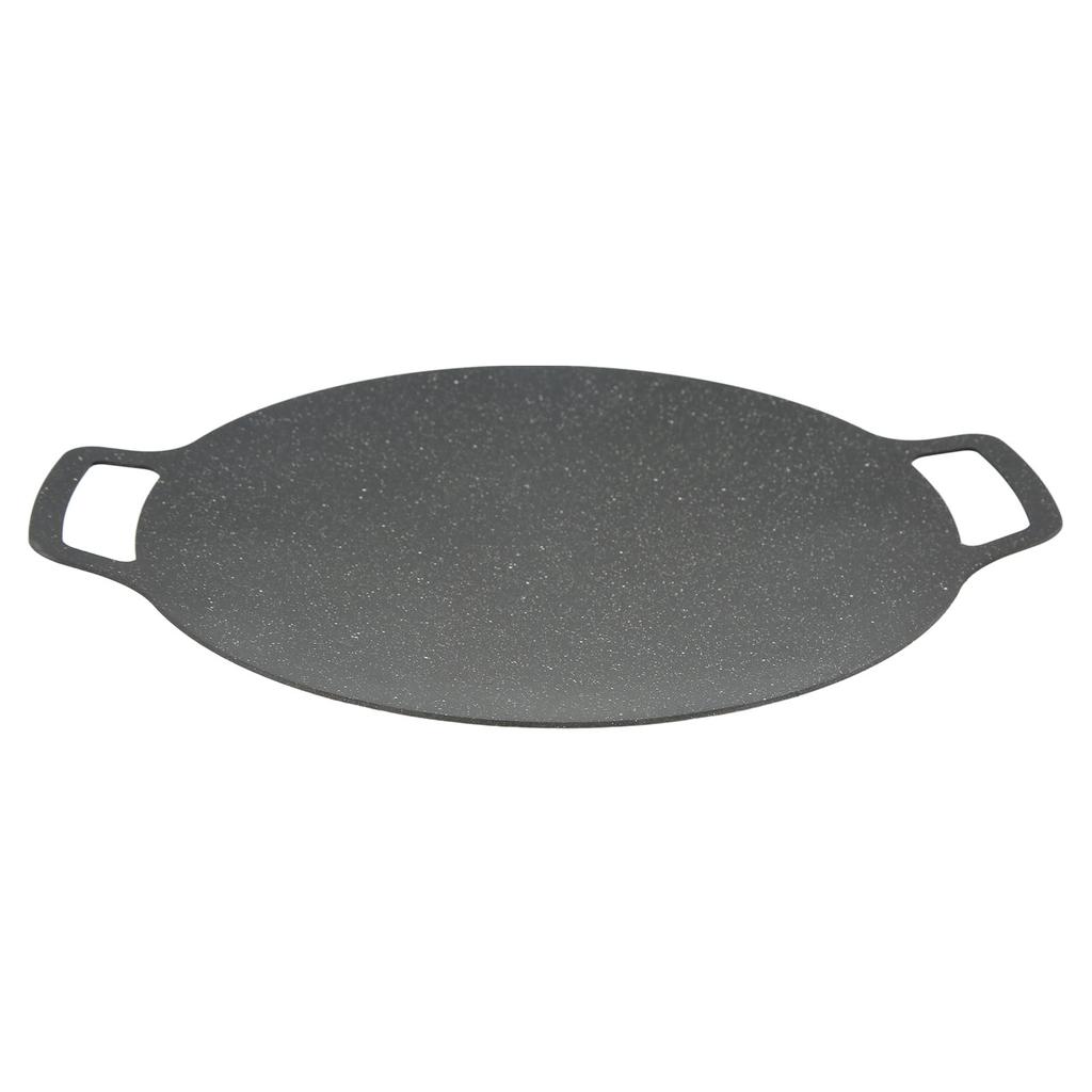 Grill Plate Stick Proof Round Prevent Greasy Portable Barbecue Frying Plate with Dual Handle for Camping Picnic