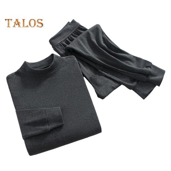 2Pcs/Set Men Homewear Suit O-Neck Long Sleeve Tops Elastic Waist Long Pants Set Solid Color Thin Pajamas Set