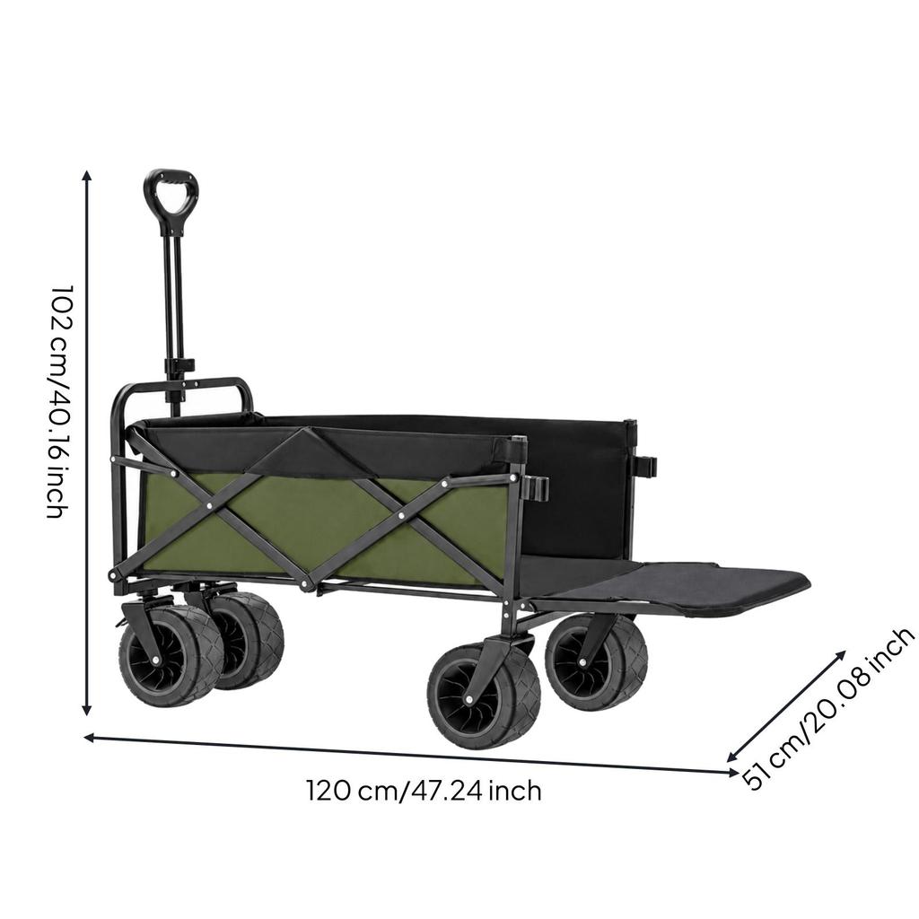 Foldable Outdoor Utility Wagon HeavyDuty with Steel Frame Portable for Picnics,