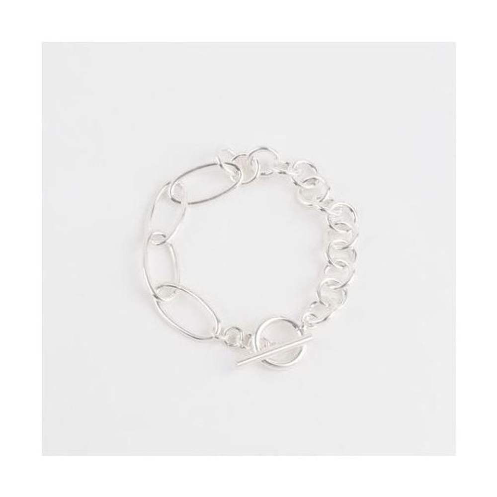 Bold 925 Sterling Silver Mixed Chain Toggle Bracelet Made In Thailand