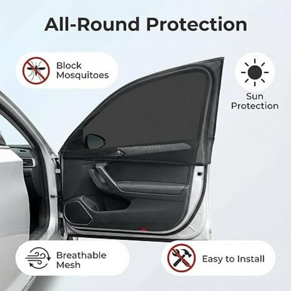 2/4 Stück Auto-Fensterrollo Atmungsaktiv UV-Schutz Universal Isoliert Bildschirm Fenster Sonnenschutz Anti-Mücken Auto-Fenster-Sonnenschutz