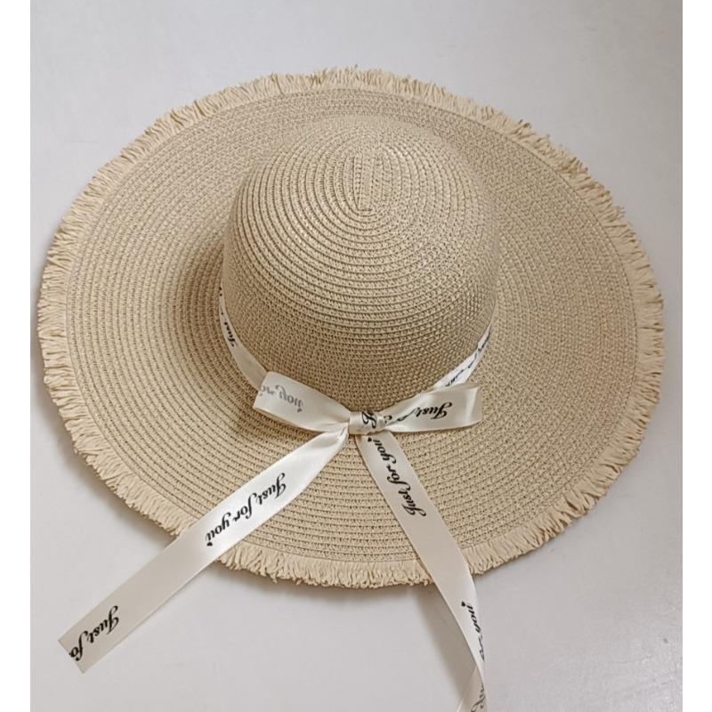 

Straw hat women s new rough edge flat eaves beach seaside travel summer sun protection sunshade bucket hat big eaves hat