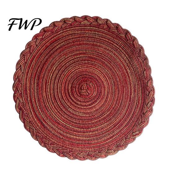 Heat Buffer Table Mat 12 Inch Round Placemats, Polyester Woven Braided Place Mats, Durable Washable Resistant Circle Dining Mats for Kitchen